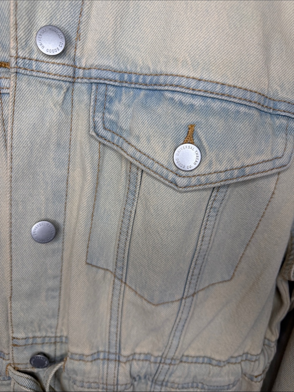 Universal Thread Cream Drawstring Denim Shirt Jacket - Picture 2 of 5